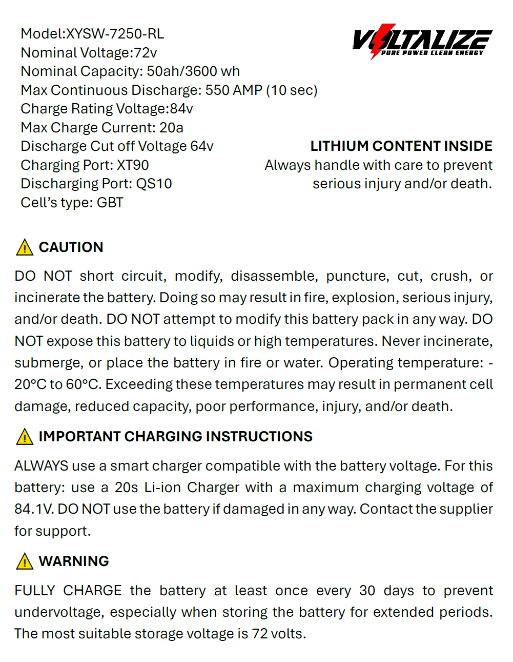 66v50ah BMS850a Sur Ron